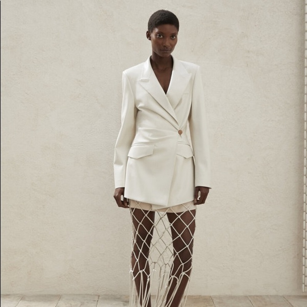 Nanushka blair vegan leather blazer in cream
